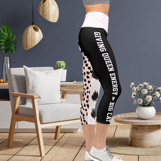 Leggings Capri Puntos personalizados del patrón de gato grande de (Subido por el creador)