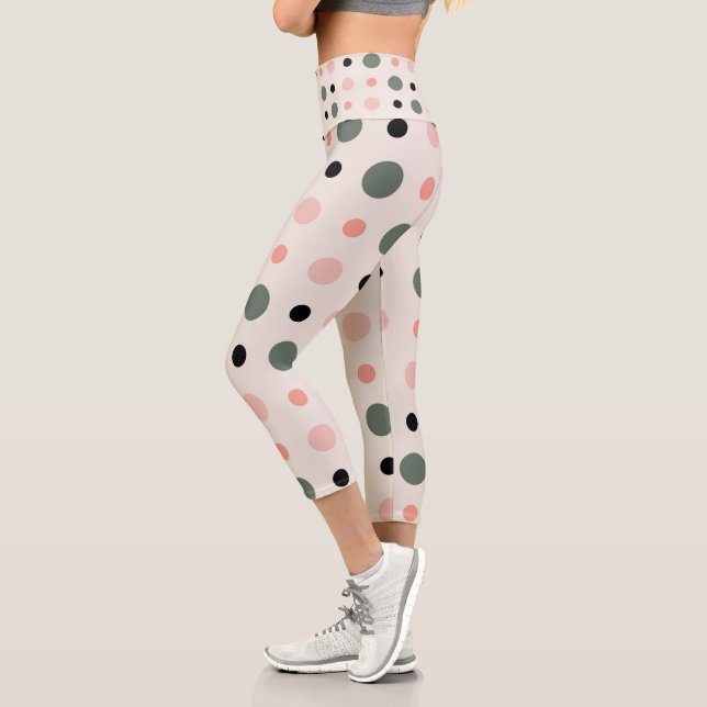 Leggings Capri puntos rosa verde y negro (Izquierda)