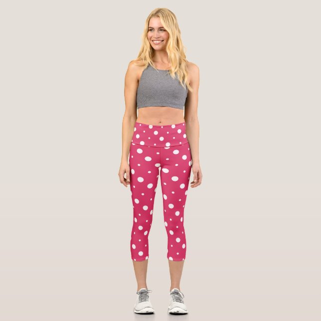 Leggings Capri puntos rosa y blanco (Anverso)