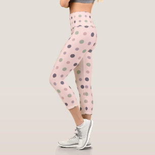 Leggings Capri Puntos verdes, rosados, morados, azules