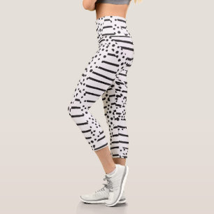 Leggings Capri Puntos y bandas 2 en blanco y negro
