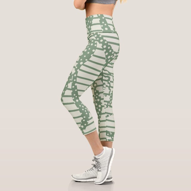 Leggings Capri Puntos y franjas 2 - Verde (Izquierda)