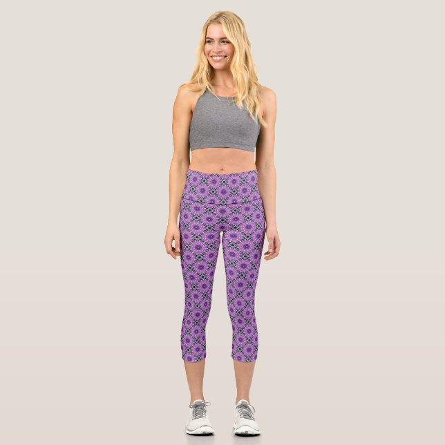 Leggings Capri Purple Peace Energy Mandala Geometry (Anverso)