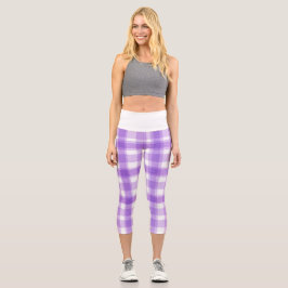 Leggings Capri Purple Plaid Pretty Pastel