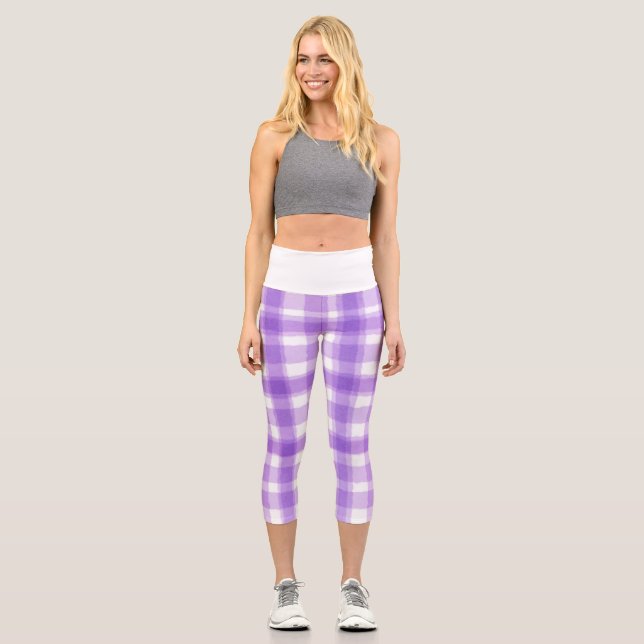 Leggings Capri Purple Plaid Pretty Pastel (Anverso)
