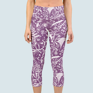 Leggings Capri Púrpura Botánico