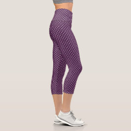 Leggings Capri Púrpura y blancos puntos de polka curados
