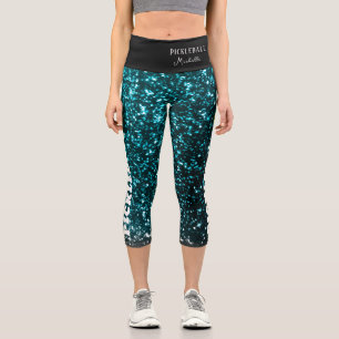 Leggings Capri Purpurina azul negro personalizado del jugador de 