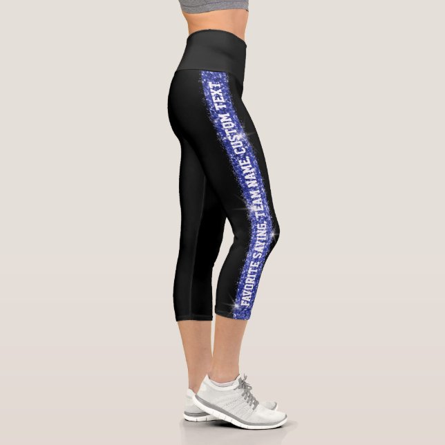Leggings Capri Purpurina Banda deportiva Banda azul Personalizado (Derecha)