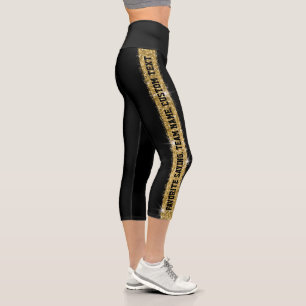 Leggings Capri Purpurina Banda deportiva Personalizado Texto Leye
