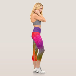 Leggings Capri purpurina cósmico arcoiris de alto rendimiento