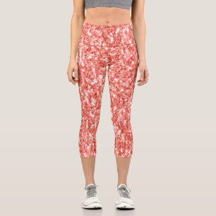 Leggings Capri Purpurina de coral oscuro rosa rosa rosa rosa bril