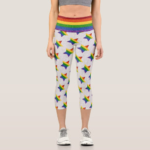 Leggings Capri PURPURINA de la bandera del orgullo gay