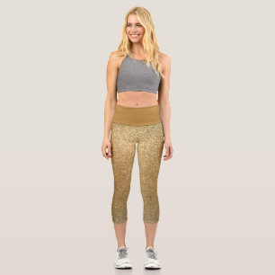 Leggings Capri Purpurina de oro divertido ejercicio de yoga