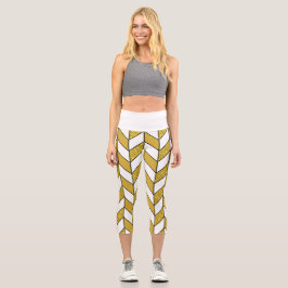 Leggings Capri Purpurina de oro Herringbone Chevron