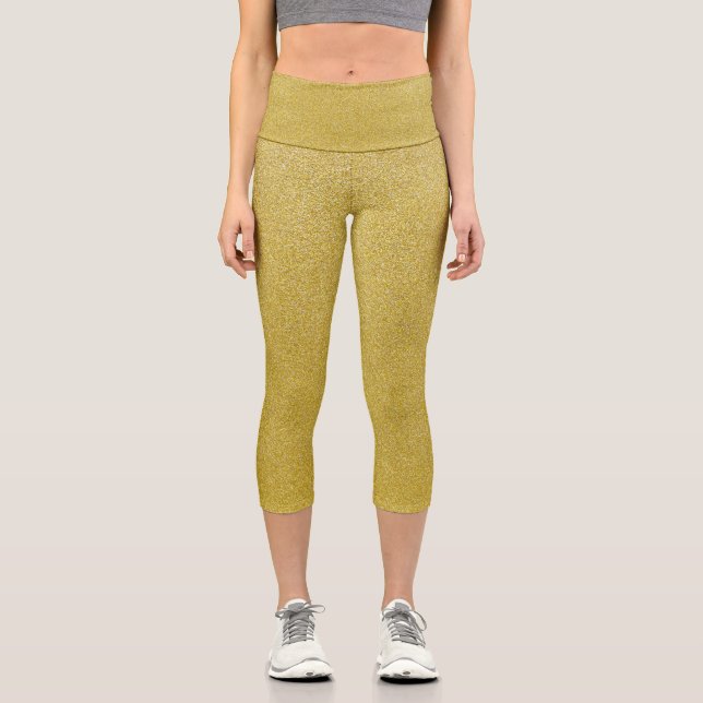 Leggings Capri Purpurina de oro, Sparkle, fondo Purpurina (Anverso)