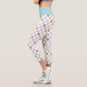Leggings Capri Purpurina de puntos de Pastel Polka