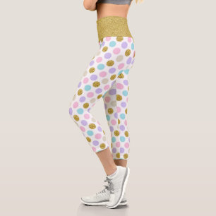 Leggings Capri Purpurina de puntos de Pastel Polka