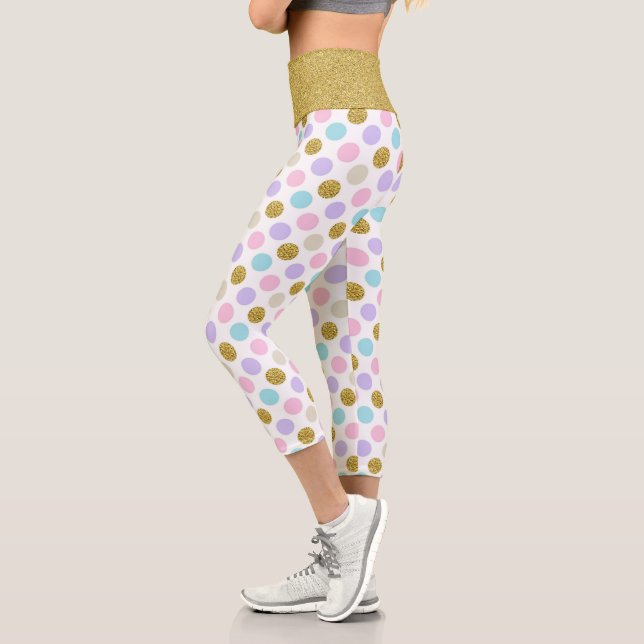 Leggings Capri Purpurina de puntos de Pastel Polka (Izquierda)