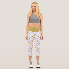 Leggings Capri Purpurina de puntos de Pastel Polka