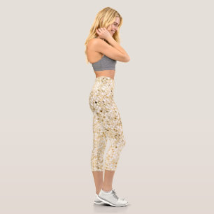 Leggings Capri Purpurina Faux Gold