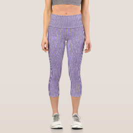 Leggings Capri Purpurina Lilac Lavander Moda Delgado con rayas ve