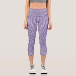 Leggings Capri Purpurina Lilac Lavander Moda Delgado con rayas ve