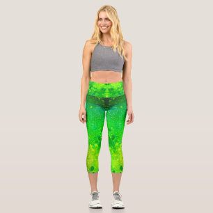 Leggings Capri Purpurina Lime Green