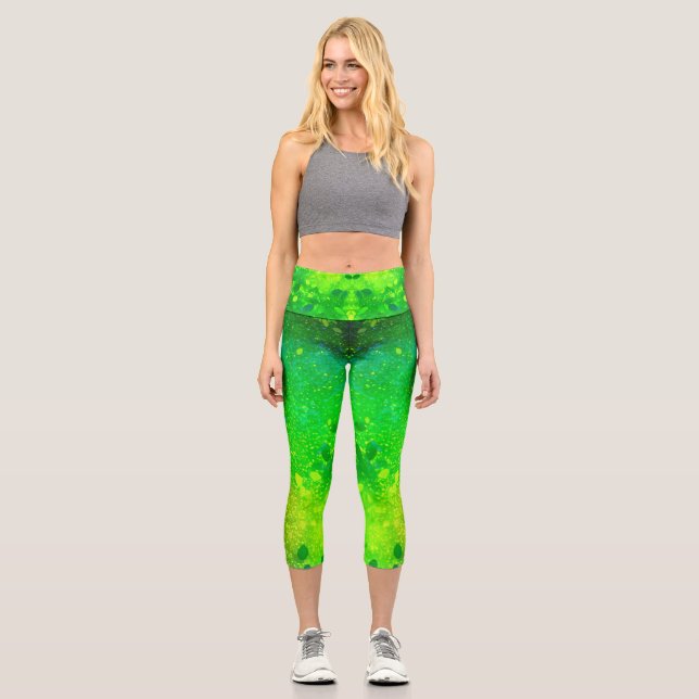 Leggings Capri Purpurina Lime Green (Anverso)