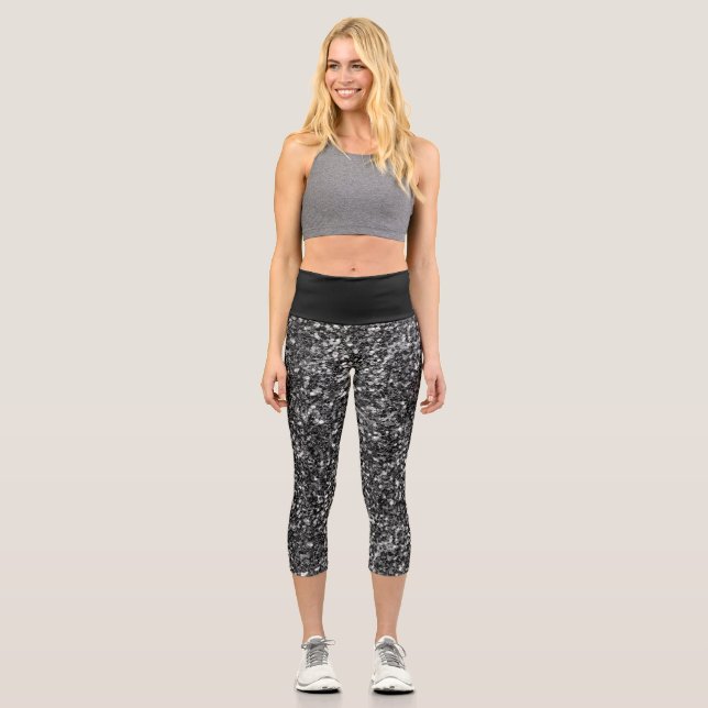 Leggings Capri Purpurina negro (Anverso)