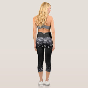 Leggings Capri Purpurina negro y plateado moderno