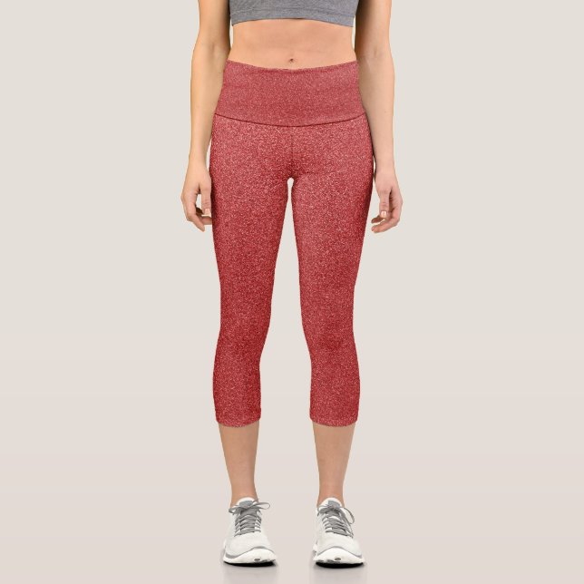 Leggings Capri Purpurina Rojo, Esparkle, Fondo Purpurina (Anverso)