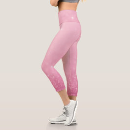 Leggings Capri Purpurina rosa Capris de alto deseo