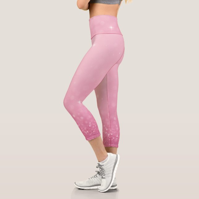 Leggings Capri Purpurina rosa Capris de alto deseo (Izquierda)