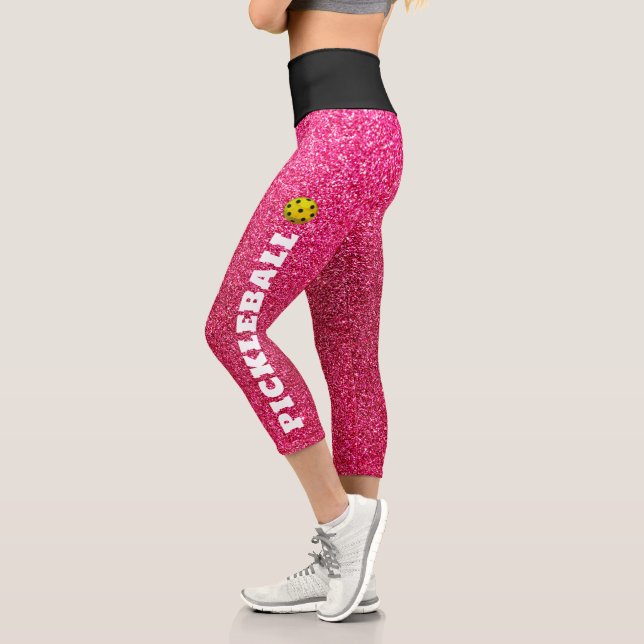 Leggings Capri Purpurina Rosa Negro Personalizado Del Jugador De  (Izquierda)