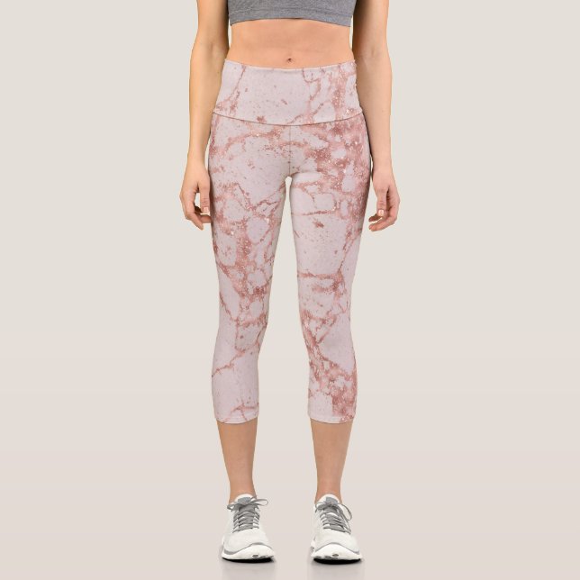 Leggings Capri Purpurina Rubor Rosa de Lujo Marble (Anverso)