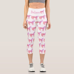 Leggings Capri Purpurina unicornio de color rosa morado Sparkles