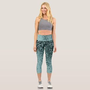 Leggings Capri Purpurina verde azulado del Océano Mermaid #4 (Fal