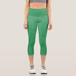 Leggings Capri Purpurina verde, espárrago, fondo Purpurina