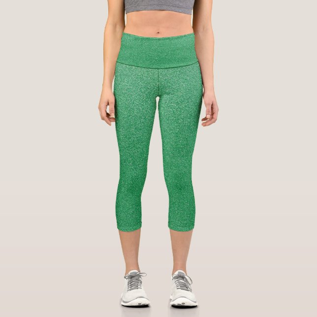 Leggings Capri Purpurina verde, espárrago, fondo Purpurina (Anverso)