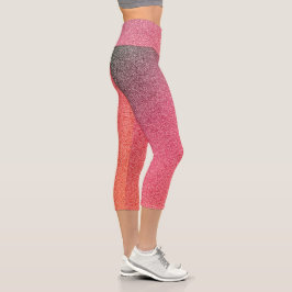 Leggings Capri Purpurinas de gradiente de Naranja rosado-oscuro C