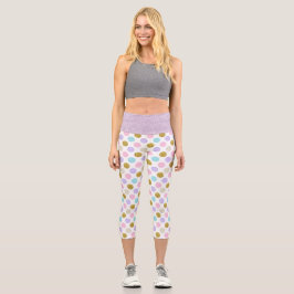 Leggings Capri Purpurinoso de Punto de Polka Pastel