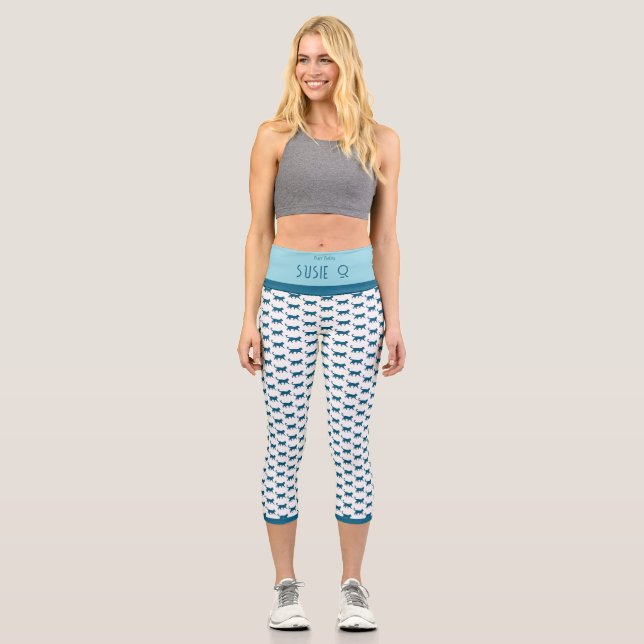 LEGGINGS CAPRI PURR BABY "BLUE" CUSTOM HIGH-WAISTED CAPRI PANTS (Anverso)