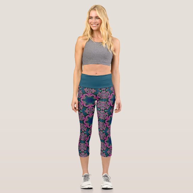 Leggings Capri Radiación fractal (Anverso)