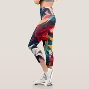 Leggings Capri Radiant Bloom – Expresión Floral Abstracta Audaz