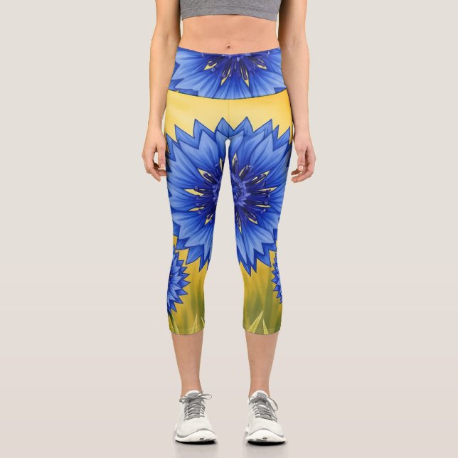 Leggings Capri Radiant Petal: Azul Centella (Anverso)