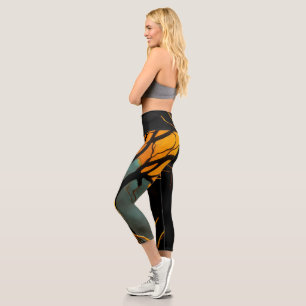 Leggings Capri Raíces Doradas y Árbol del Crepúsculo