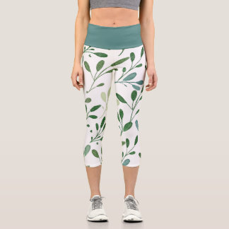 Leggings Capri Ramas de olivo de primavera