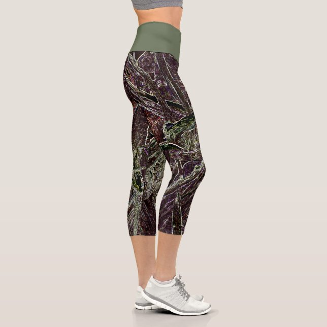 Leggings Capri Ramas Enredadas Abstracto 101 Verde Capri  (Derecha)