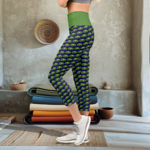 Leggings Capri Rana Verde Americana sobre hoja de nenúfar